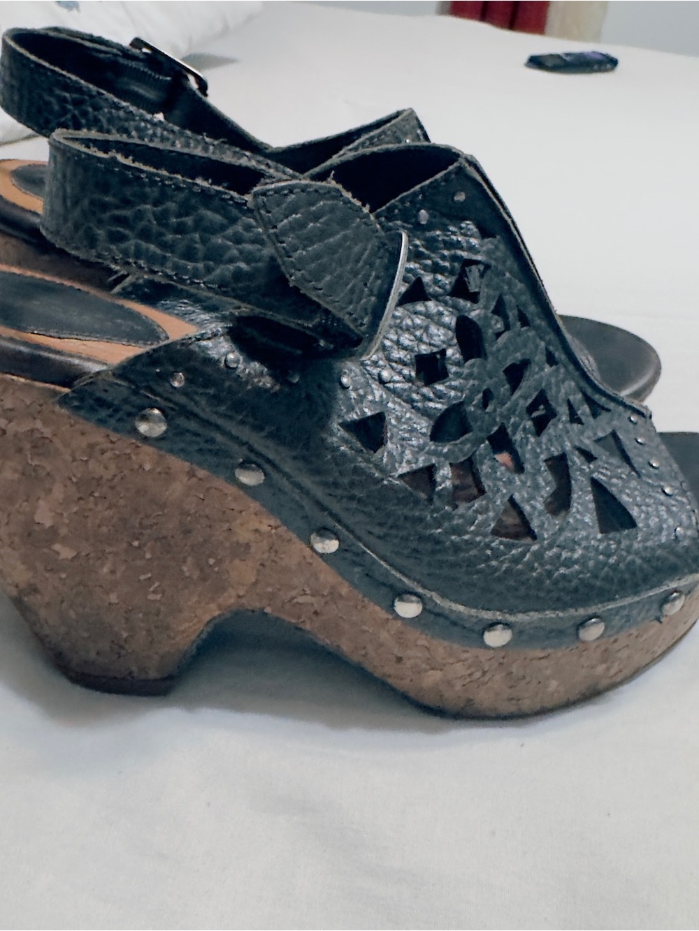 Ariat Fortune Studded Perforated chocolate brown Leather Slingback Sandal